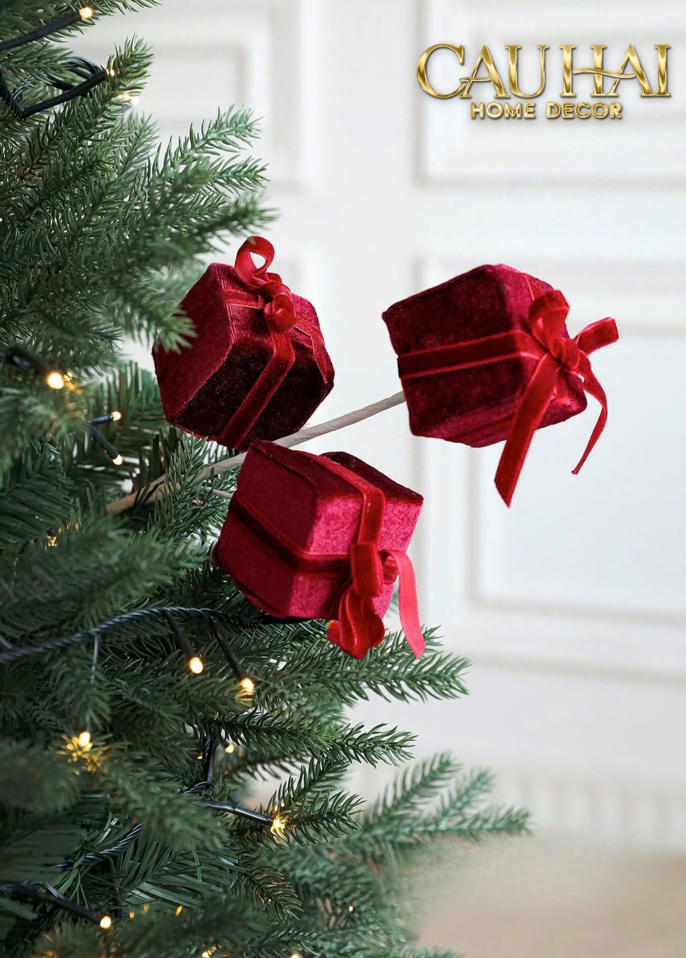 FÊTES COUTURE - CÀNH HỘP QUÀ BỌC NHUNG - EMERALD GIFT VELVET - CẬU HAI HOME DECOR