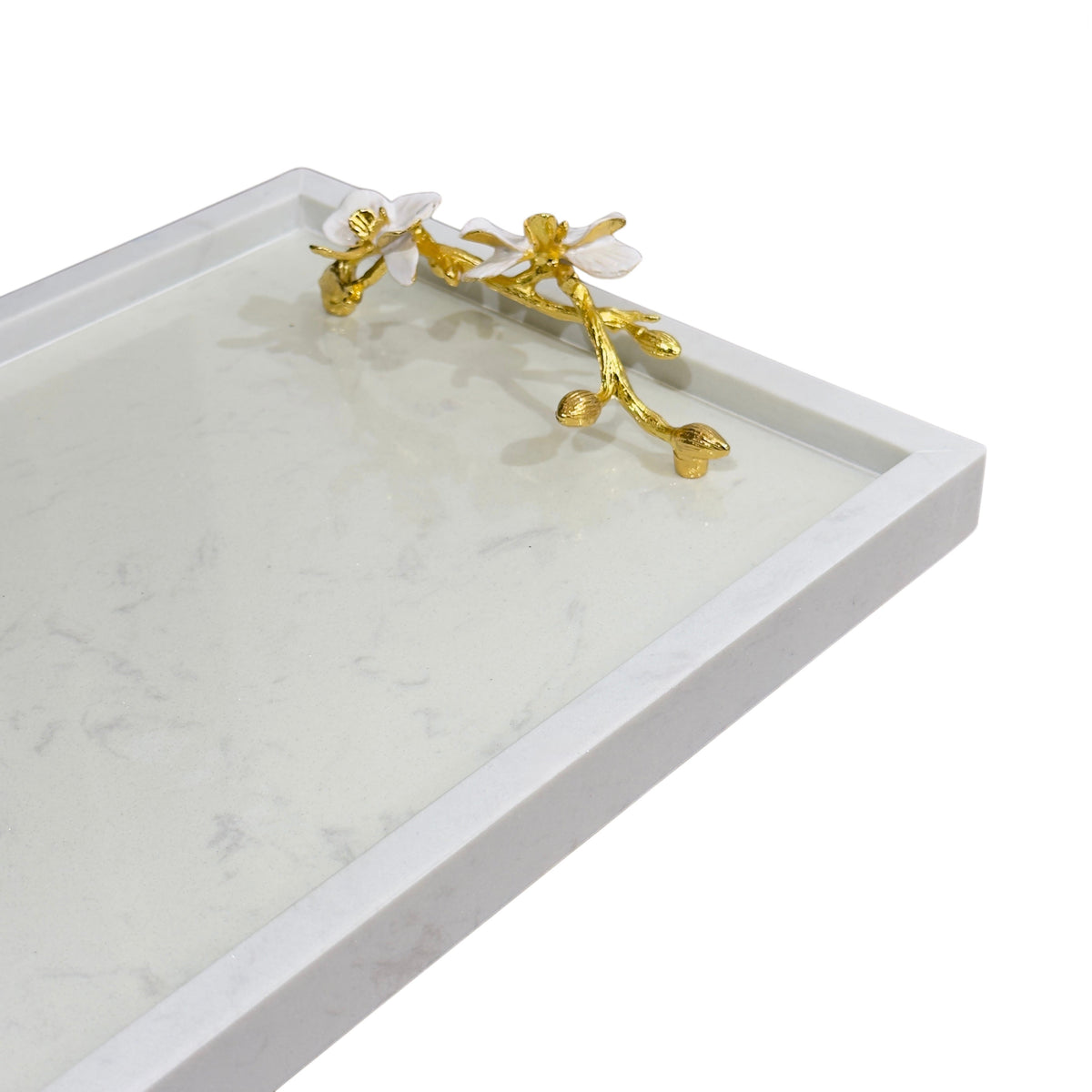 Maison Couture - Khay Đá Marble Chữ Nhật Haute Orchid Golden Branches Decorative Trays 25x40-KHAY TRANG TRÍ-CẬU HAI HOME DECOR-CẬU HAI HOME DECOR