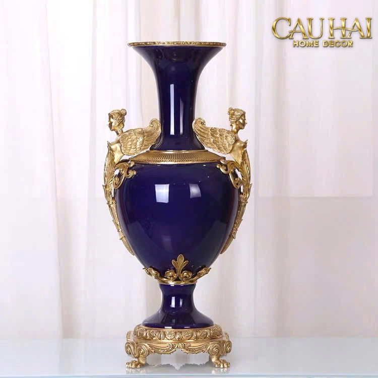 Maison Couture - Bình Hoa  Imperium Empire Divin Vase - Column Urn Seraphim – Imperial Cobalt H56x22x29