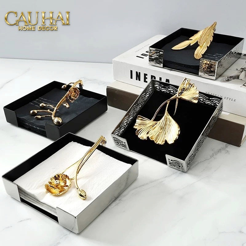 HOME COUTURE - KHAY GIẤY BRASSON MISTLETOE TISSUE TRAY - CẬU HAI HOME DECOR