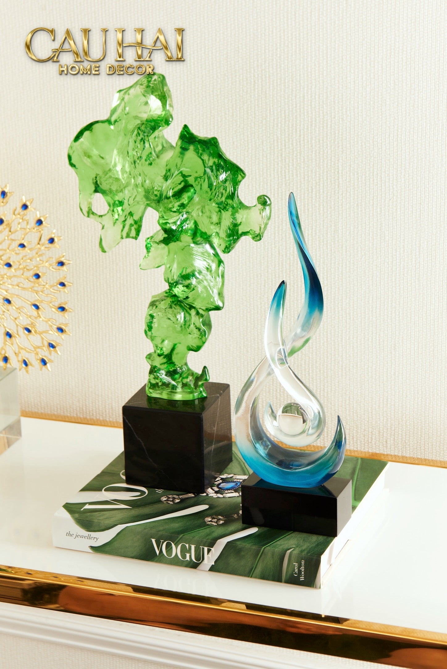 Tượng Trang Trí Resin Điêu Khắc Éclipse Emerald