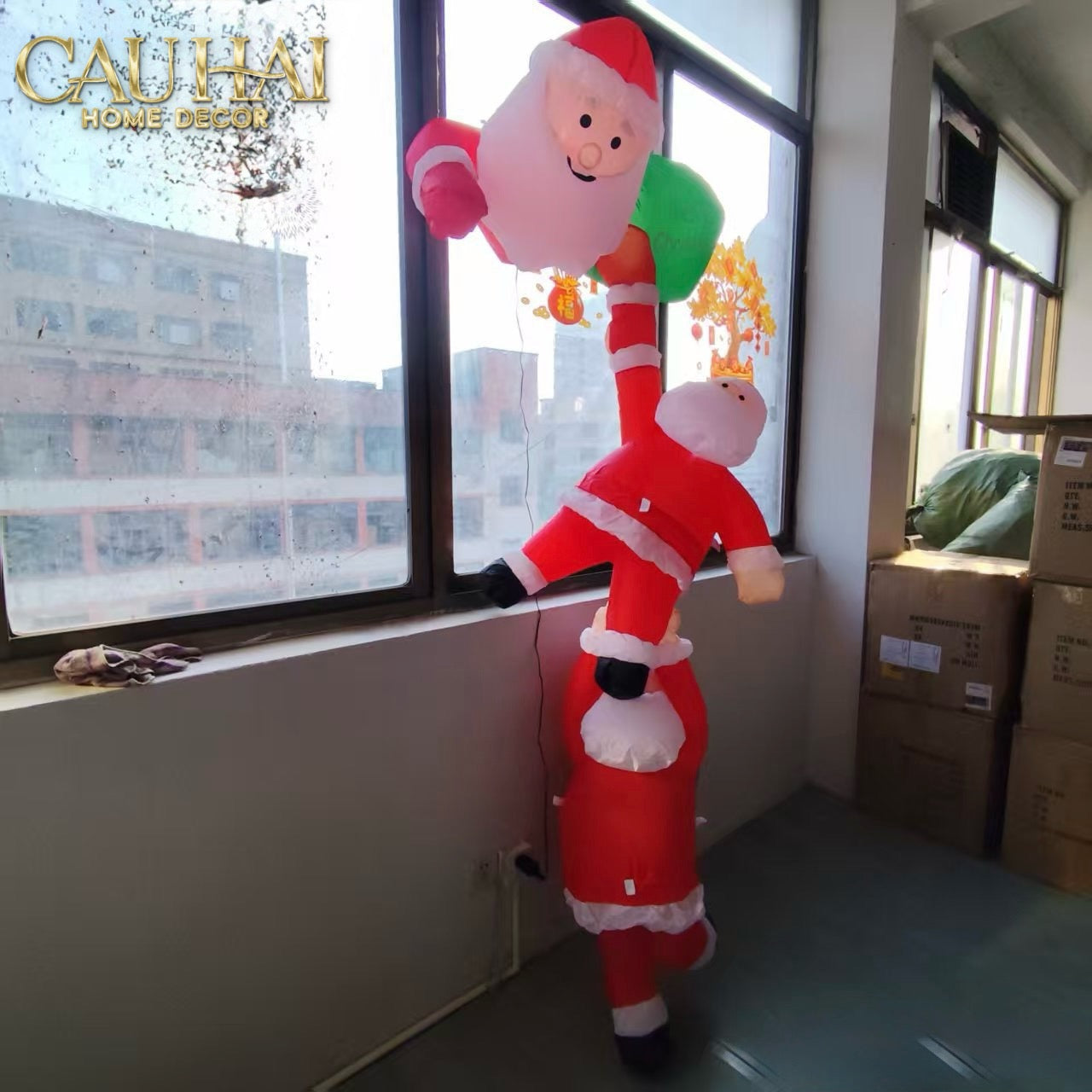 FÊTES COUTURE - SET 3 ÔNG GIÀ NOEL TRIPLE SANTA CLIMBING TOWER - CẬU HAI HOME DECOR