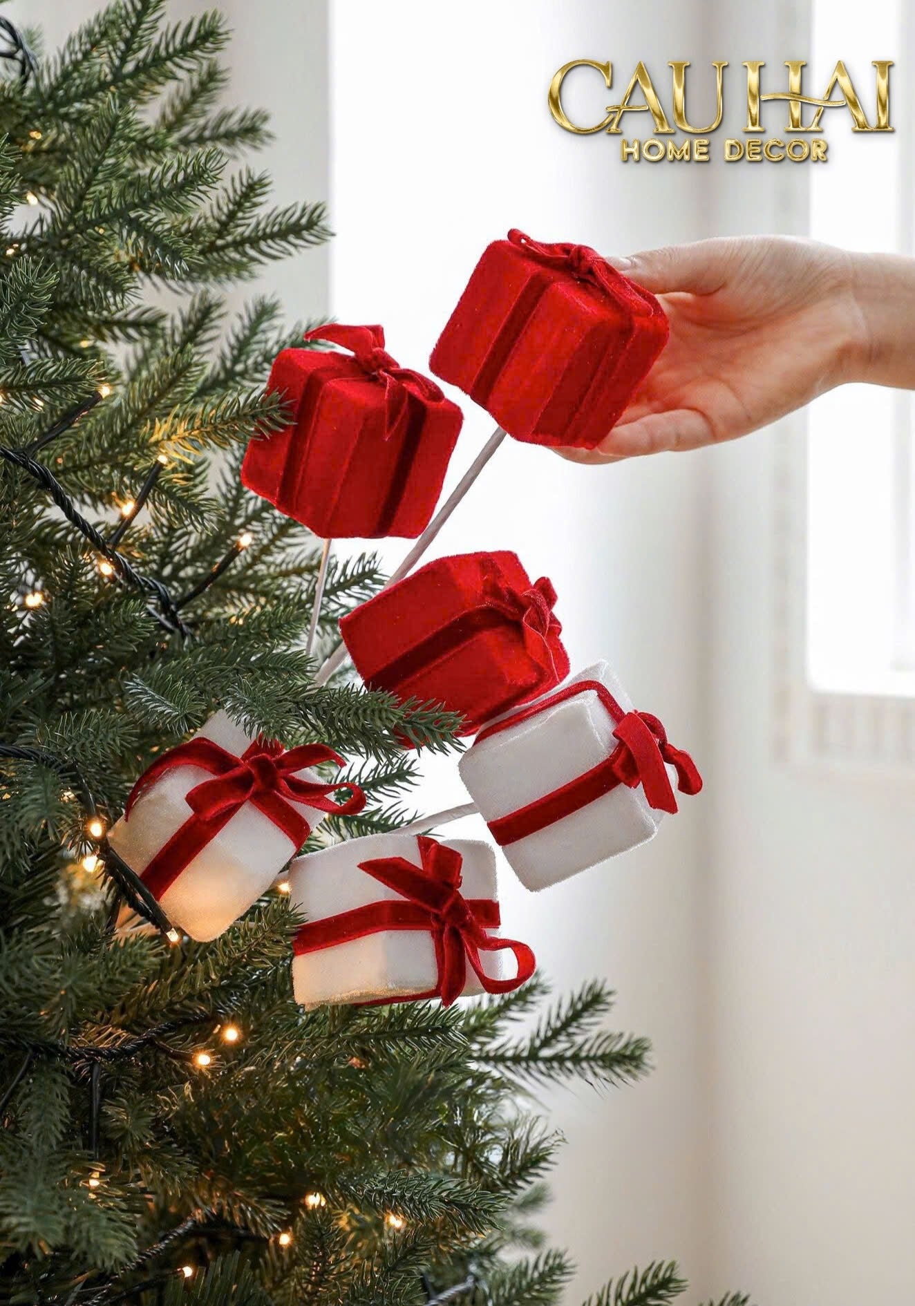 FÊTES COUTURE - CÀNH HỘP QUÀ BỌC NHUNG - EMERALD GIFT VELVET - CẬU HAI HOME DECOR