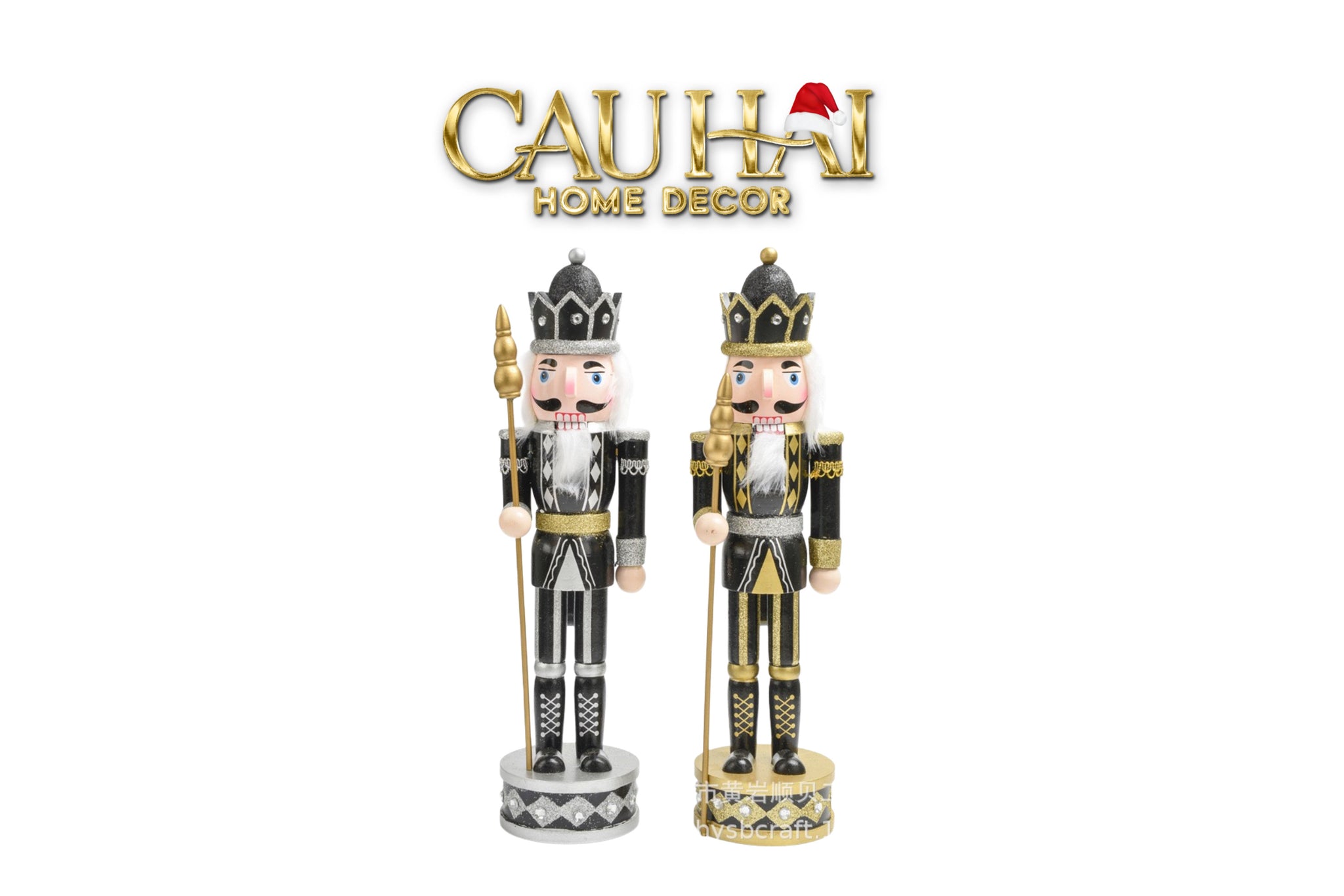 FÊTES COUTURE - SET 2 TƯỢNG NUTCRACKER ALLURE D'Or MINUIT IMPÉRIAL H30 - CẬU HAI HOME DECOR