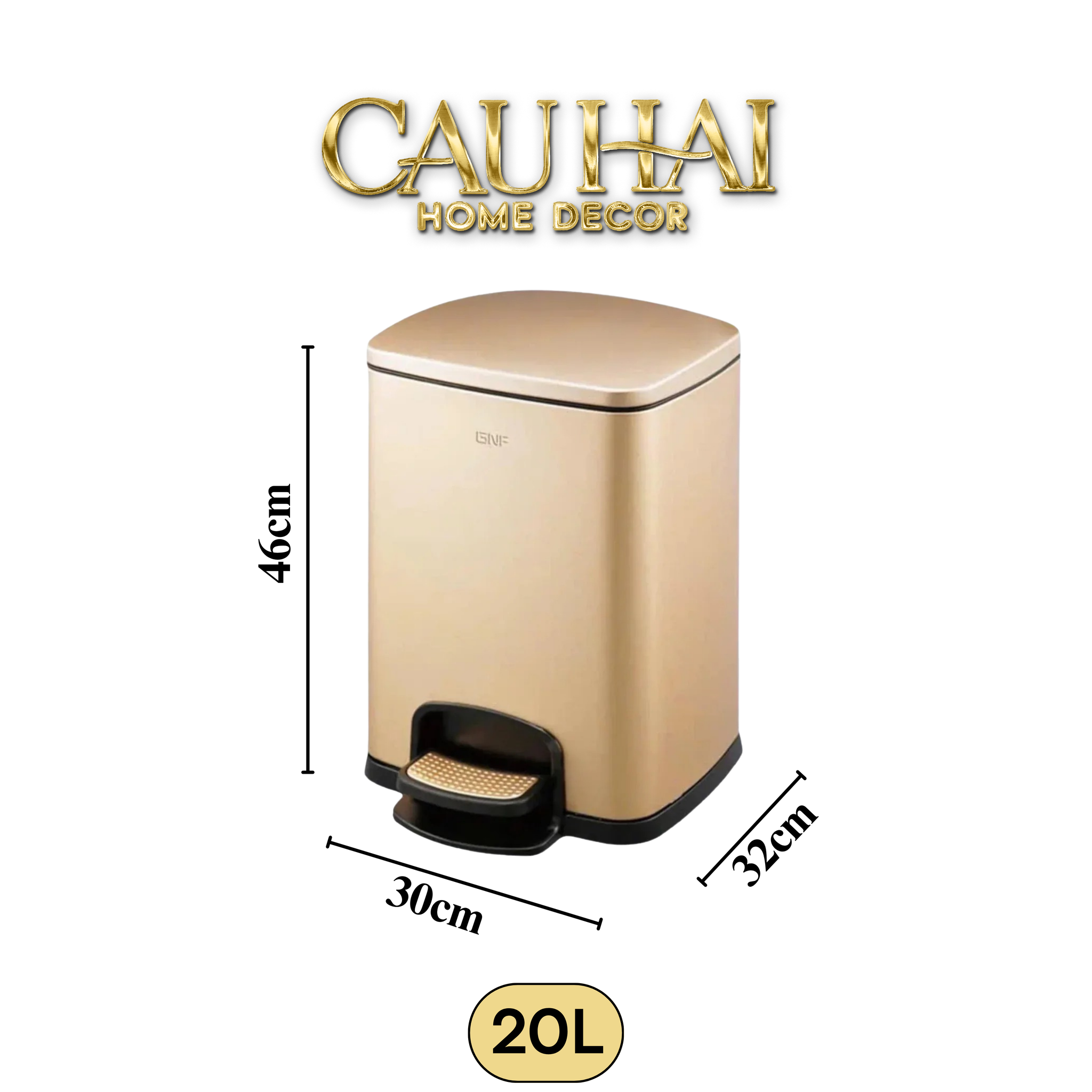 THÙNG RÁC 20L CAO CẤP GOLDEN ELITE PREMIUM - CẬU HAI HOME DECOR
