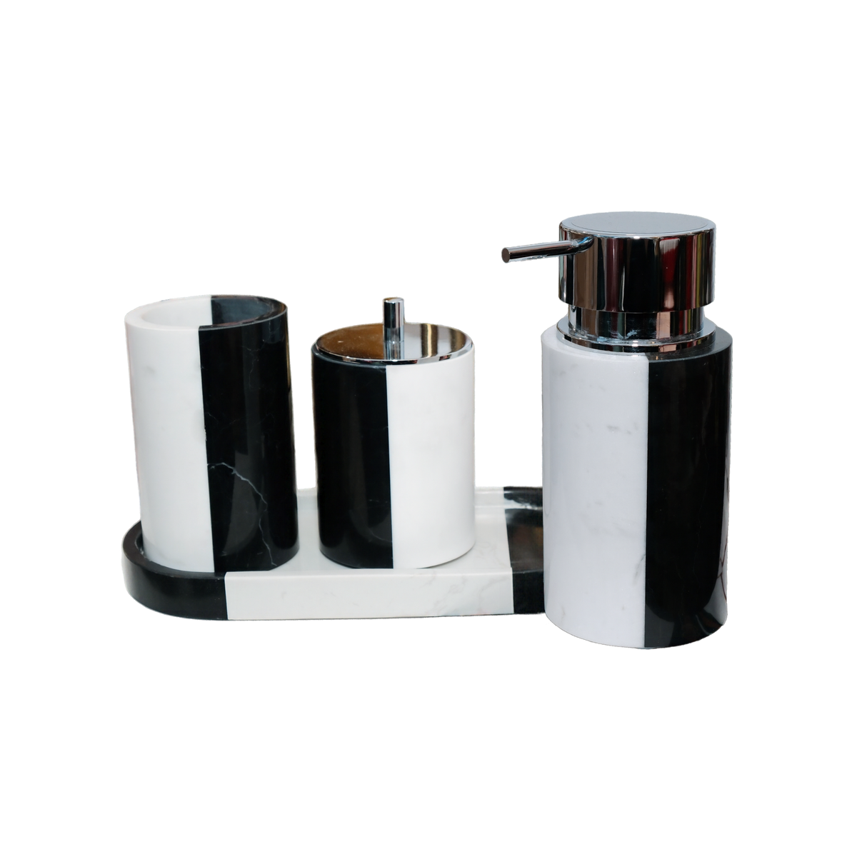 Set Nhà Tắm Đá Marble Trắng Đen Bản Đặc Biệt - Monolith Noir & Ivoire Oval Tray - Bathroom Vanities 4pcs-KHAY TRANG TRÍ-Đối tác tại Trung Quốc theo từng đơn đặt hàng-CẬU HAI HOME DECOR