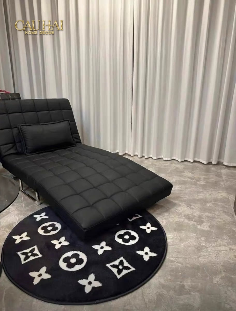 THẢM TRÒN NHUNG BỈ - LOUIS.V LE NOIR MONO D100/120 - CẬU HAI HOME DECOR