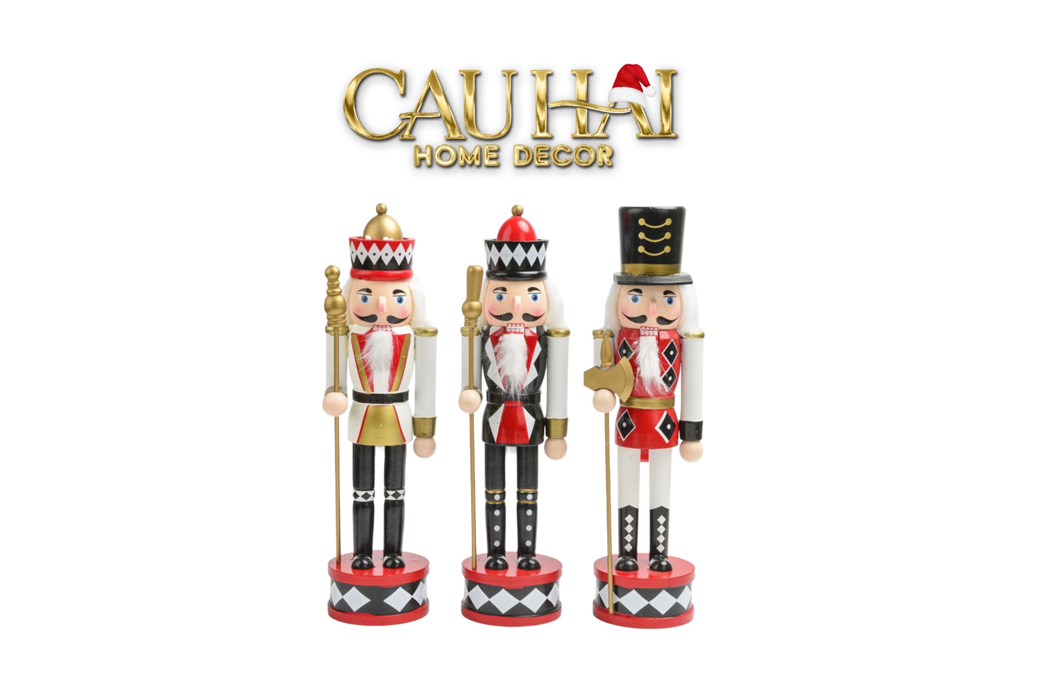 FÊTES COUTURE - SET 3 TƯỢNG NUTCRACKER MOYENNE ROUGE ROYAL 30CM - CẬU HAI HOME DECOR