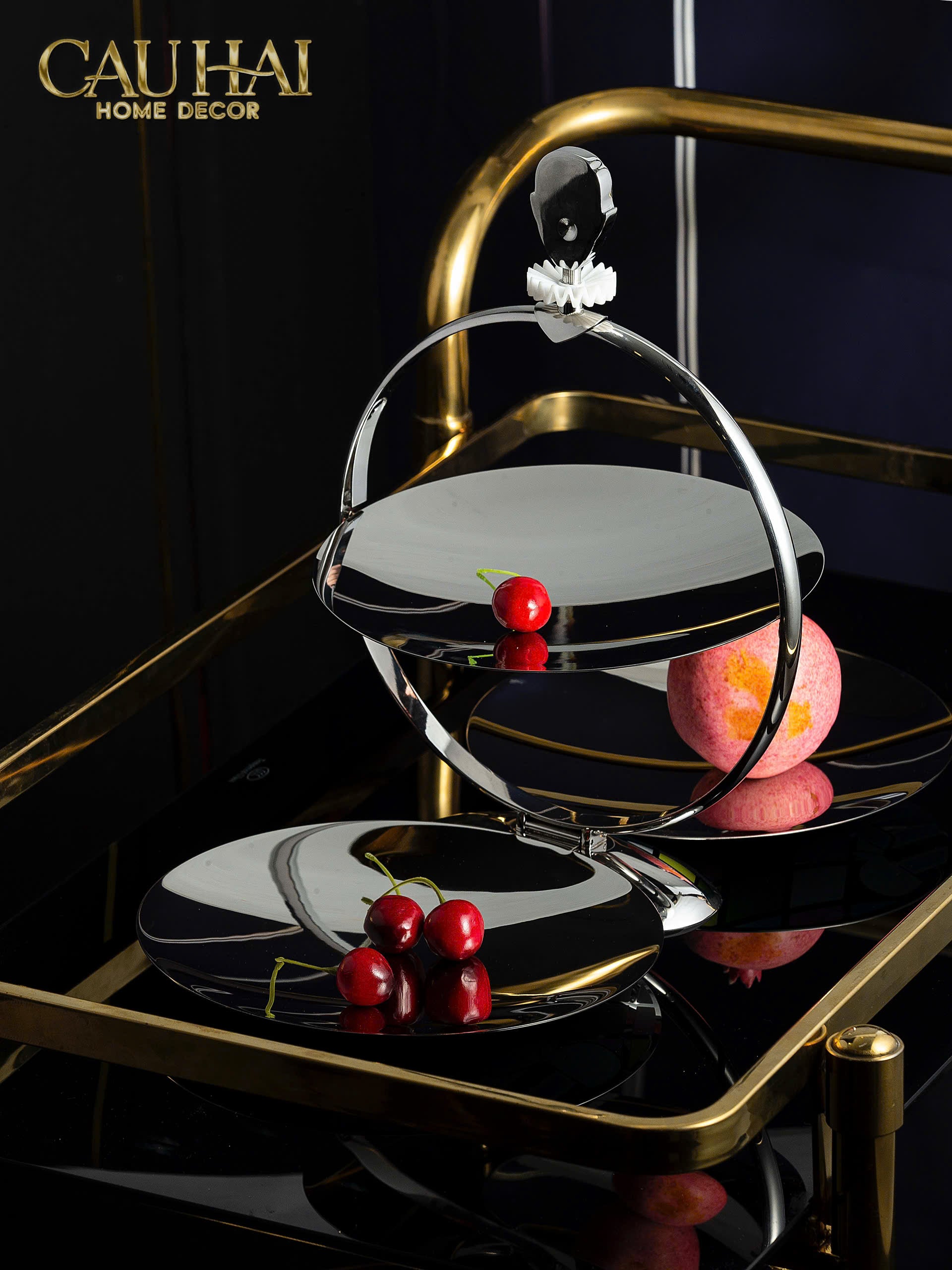 HOME COUTURE - KHAY FRUIT & DESSERT ATELIER HARLEQUIN LMT – CRYSTAL STEEL TRAY - CẬU HAI HOME DECOR