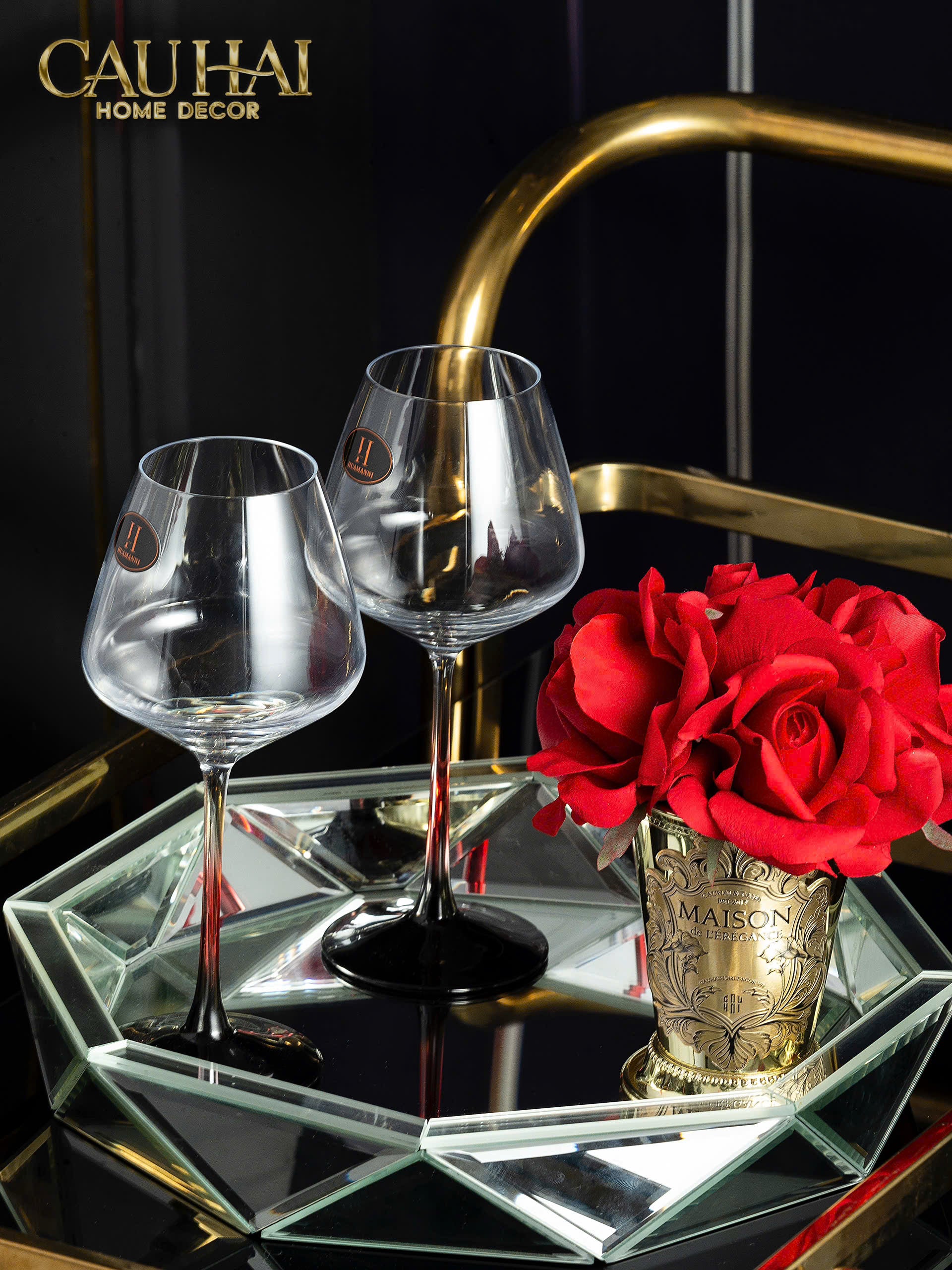 SET 2 LY VANG BURGUNDY - NO BOX - CẬU HAI HOME DECOR