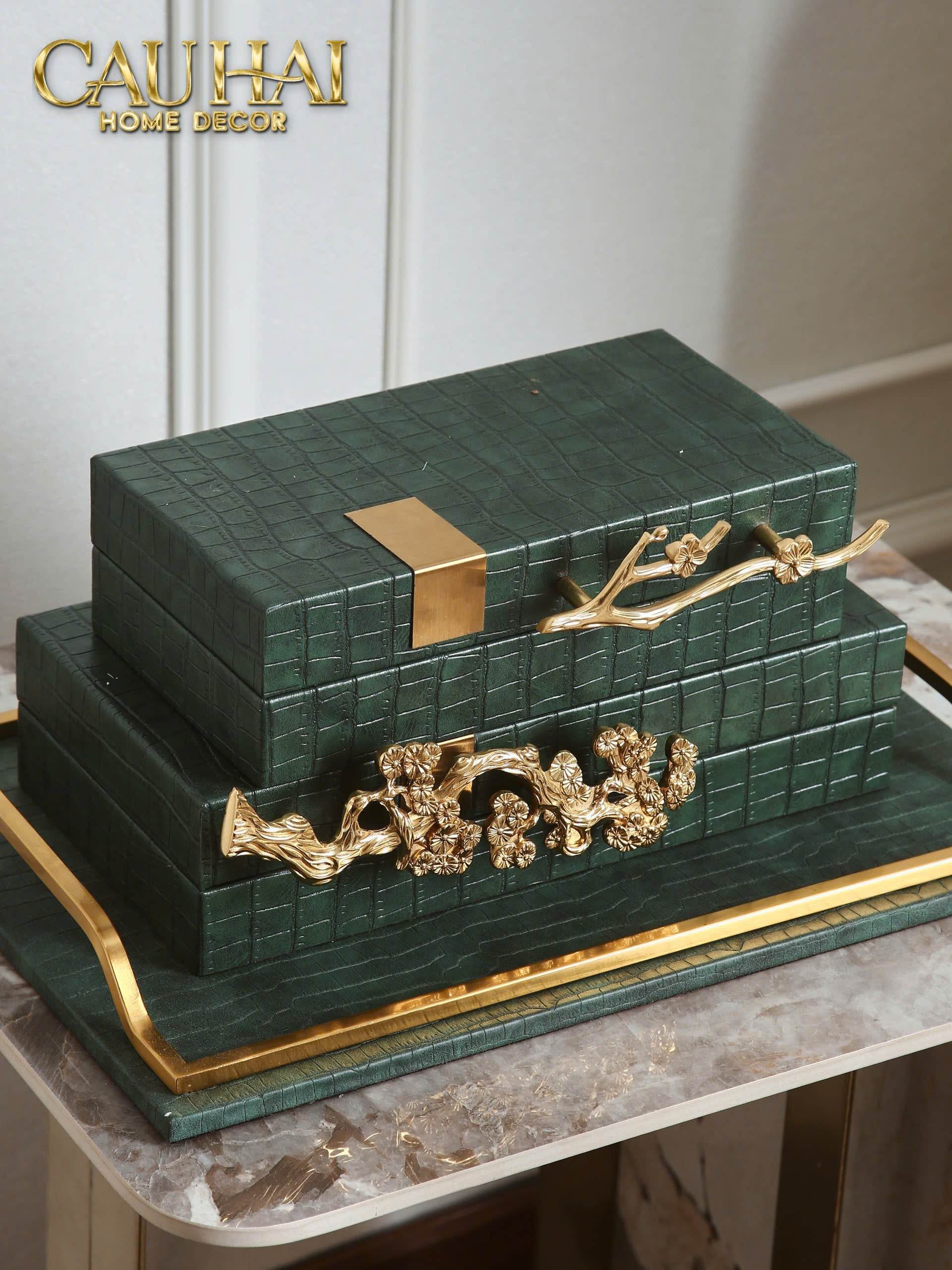 HOME COUTURE - SET 2 HỘP TRANG SỨC EMERALD DYNASTY JARDIN - CẬU HAI HOME DECOR