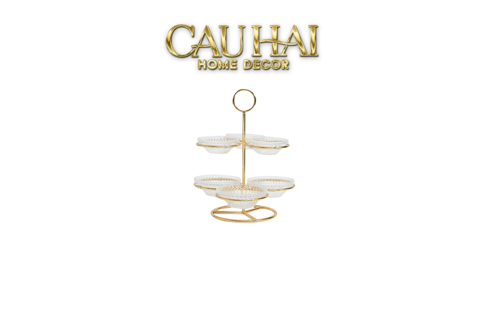 Đĩa Bánh 2 Tầng 6 Ngăn Cristalleries Le Couronne D'Or 33*28
