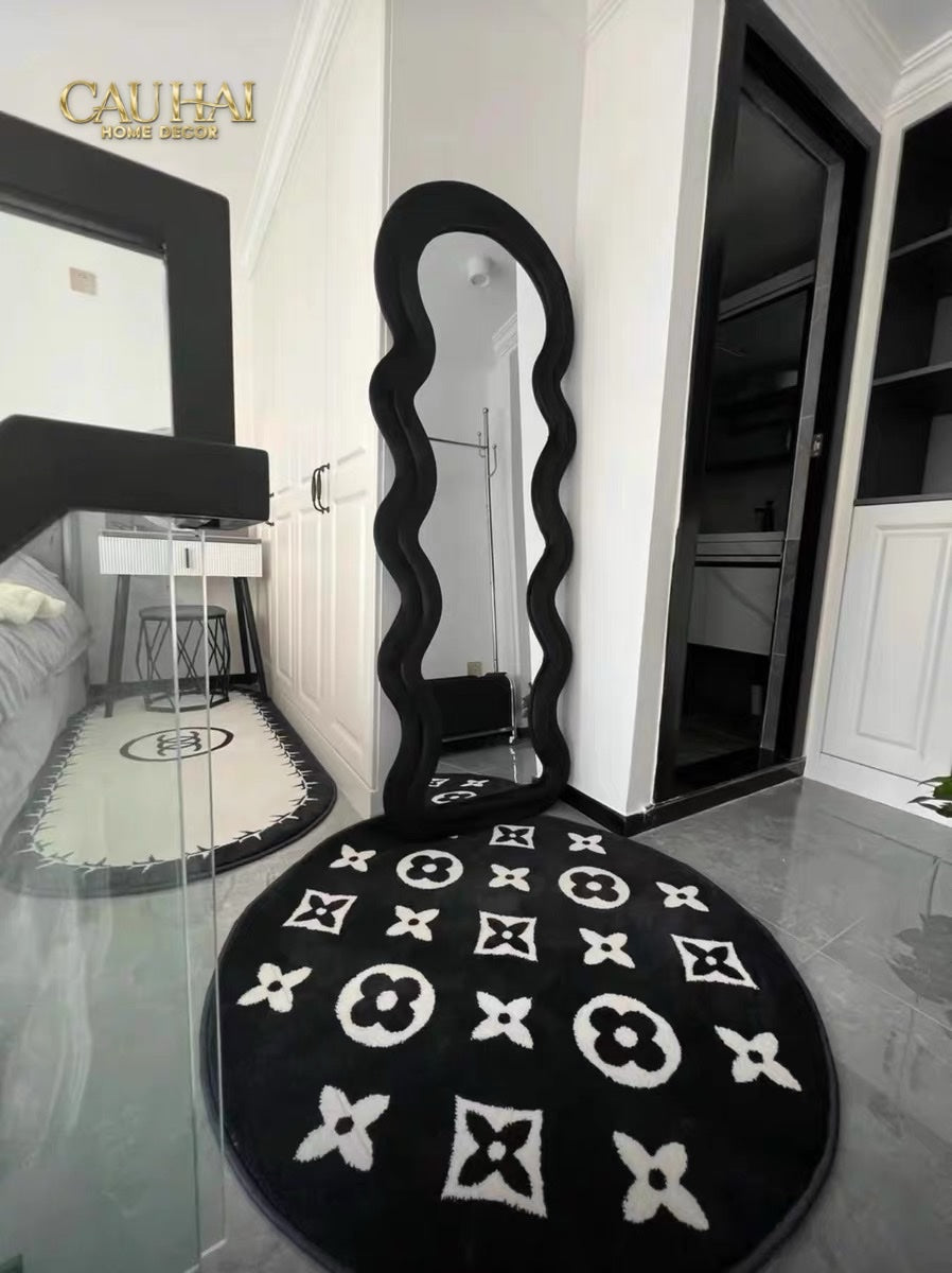 THẢM TRÒN NHUNG BỈ - LOUIS.V LE NOIR MONO D100/120 - CẬU HAI HOME DECOR