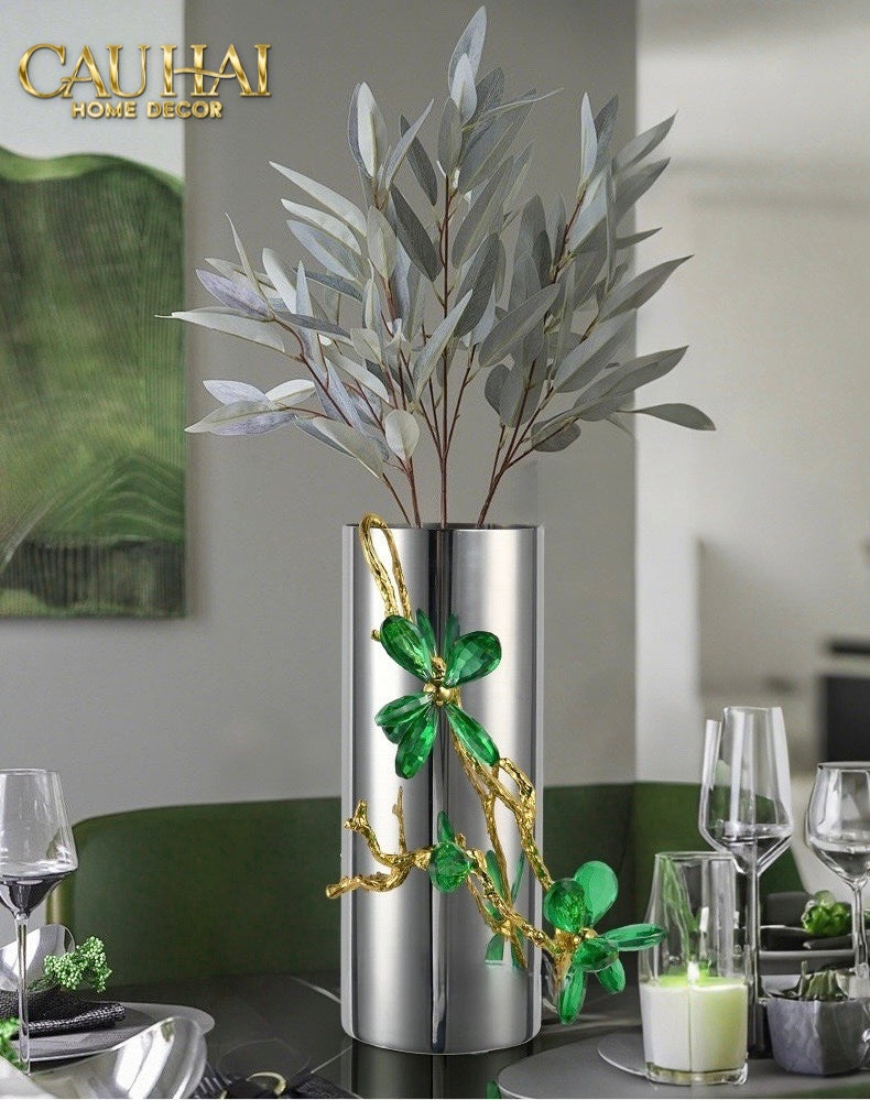 HOME COUTURE - BÌNH HOA PLATIUM MÉTALLIQUE BRANCHE ÉMERAUDE - CẬU HAI HOME DECOR