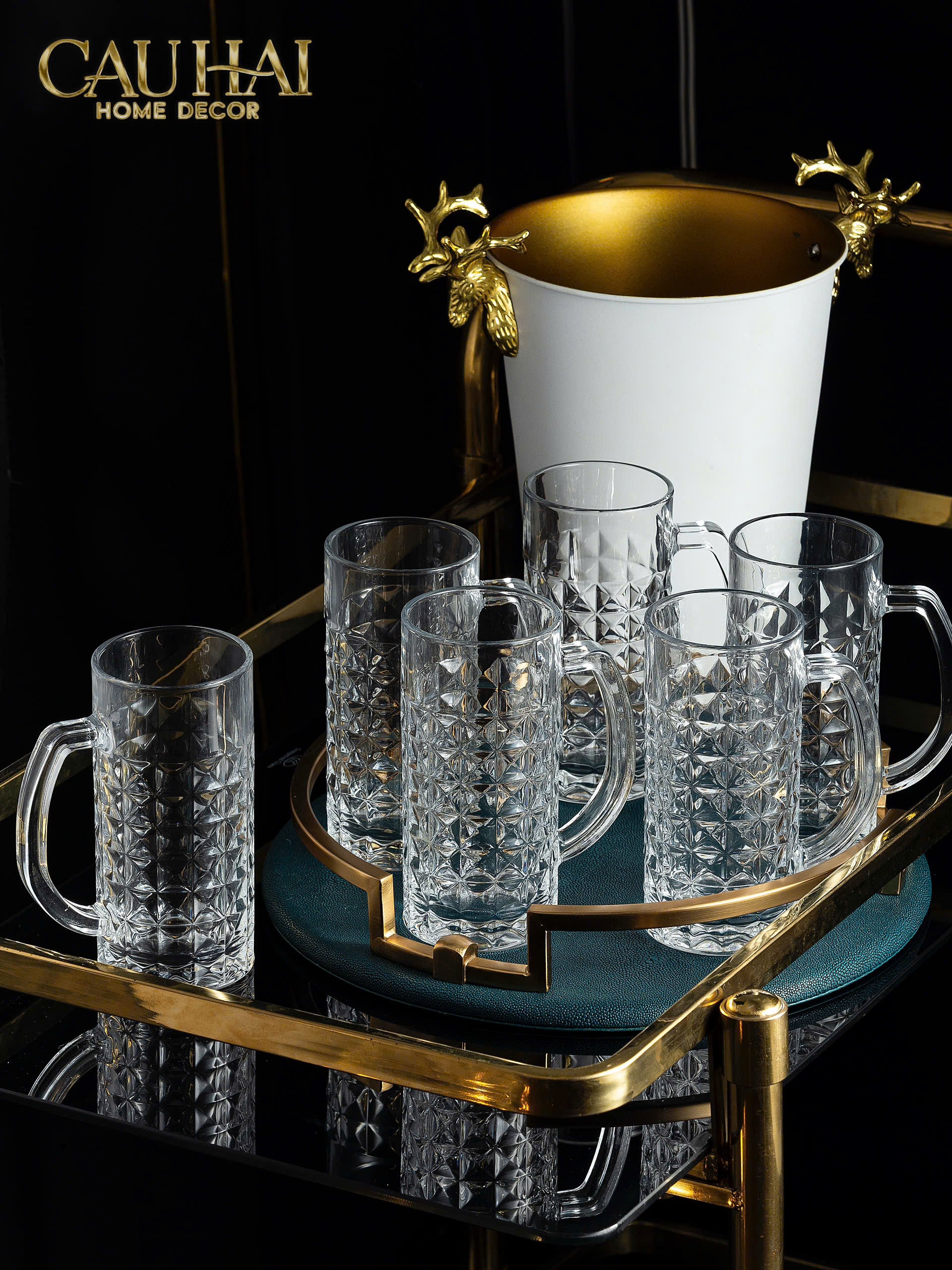 SET 6 LY CRYSTAL CUT - DIAMOND CRAFT MUG 500ML - CẬU HAI HOME DECOR