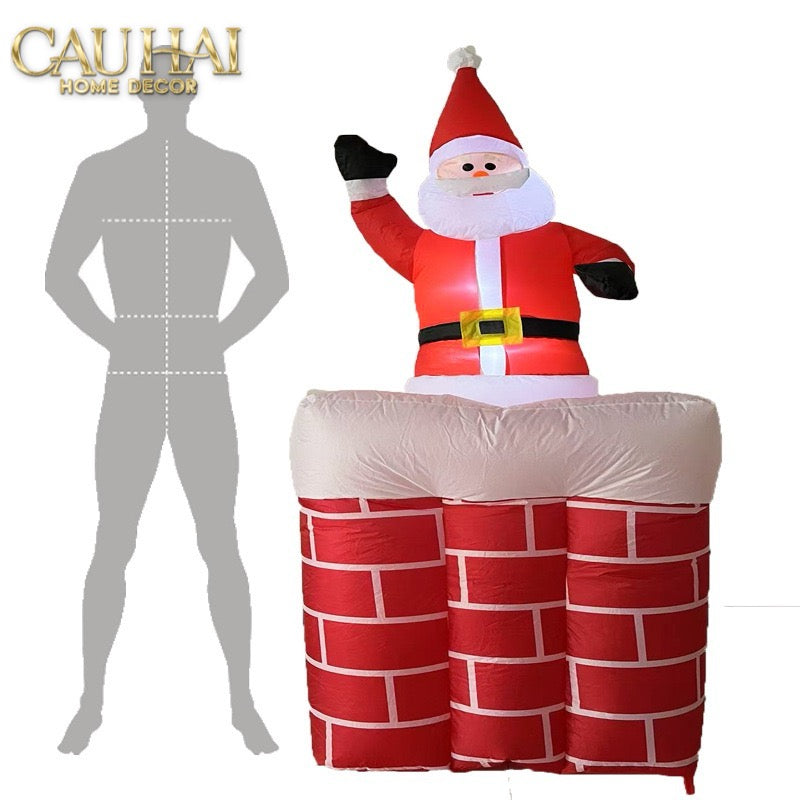 FÊTES COUTURE - ÔNG GIÀ NOEL LEO ỐNG KHÓI - SANTA SALUTATION CHEMINÉE - CẬU HAI HOME DECOR