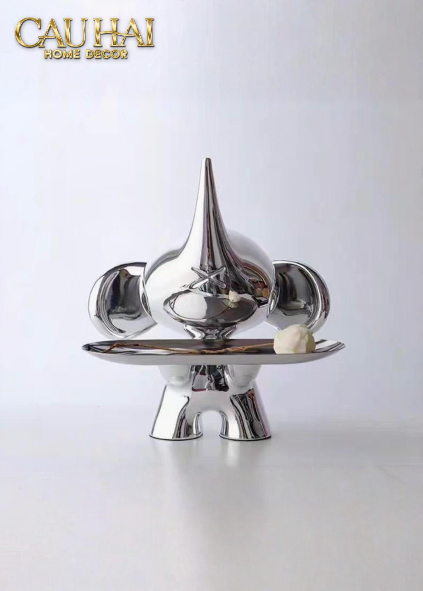 ELYSIAN FW25 - TƯỢNG VOI FIGURINE PLATINUM ASTRO ELEPHAS H27-CẬU HAI HOME DECOR