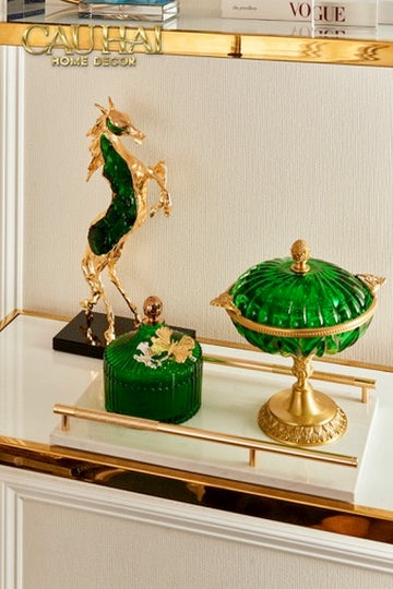 Maison Couture - Set 2 Lọ Kẹo Thuỷ Tinh Papillon Émeraude Royale