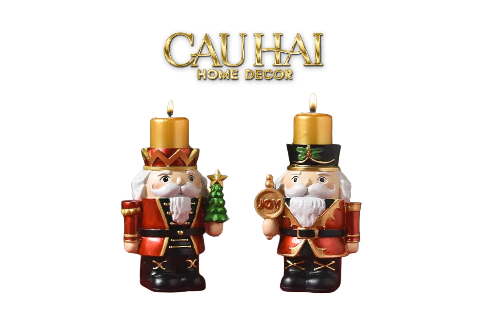 FÊTES COUTURE - SET 2 ĐẾ NẾN PETIT NUTCRACKER JOYFUL CANDLE HOLDERS - CẬU HAI HOME DECOR