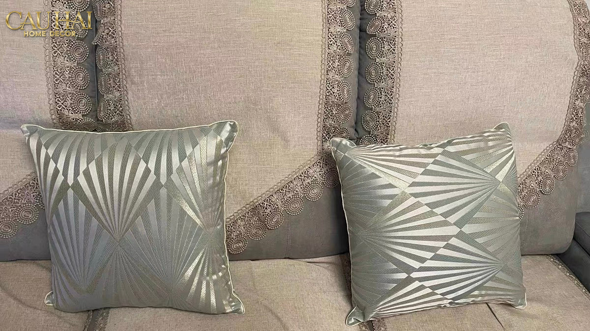 Vỏ Gối Lụa Jacquard Aurum Sunburst 45