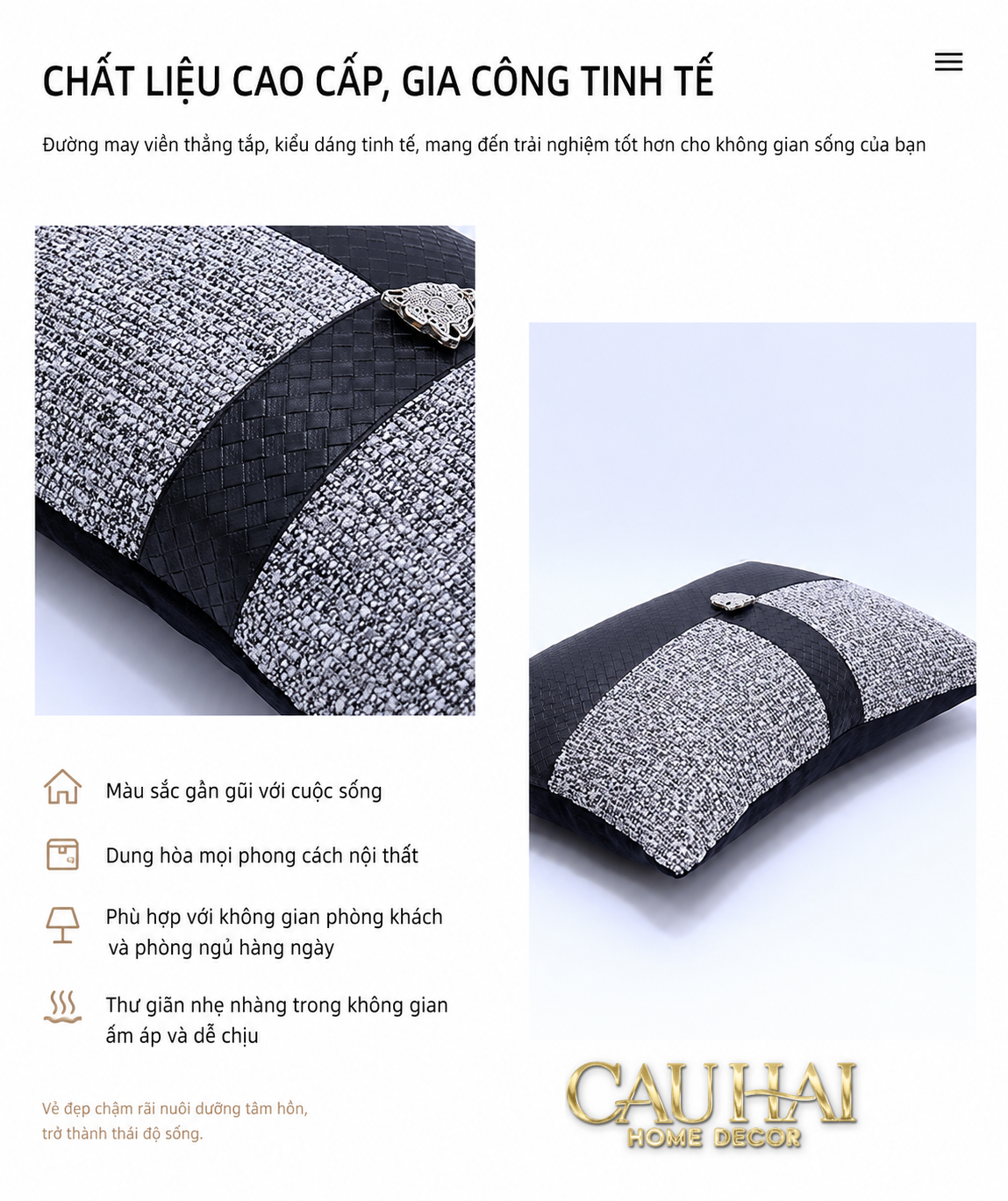 Gối Tweed Leather Midnight Sentinel Panther 30X50