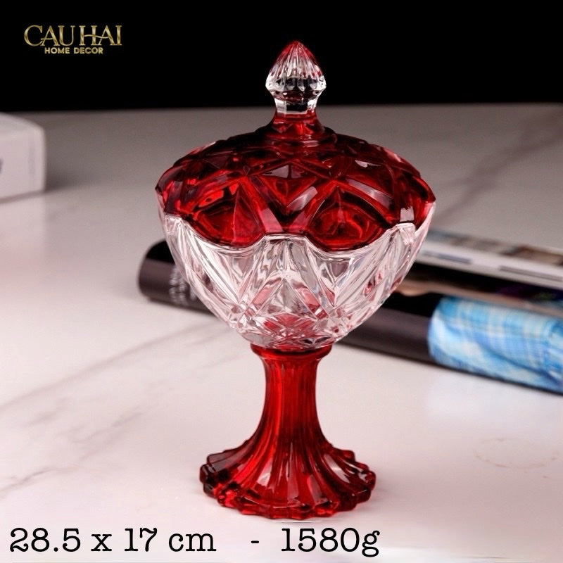 Fêtes Couture - Set 2 Lọ Thuỷ Tinh Ruby Candy Lumiere Plateau-CẬU HAI HOME DECOR
