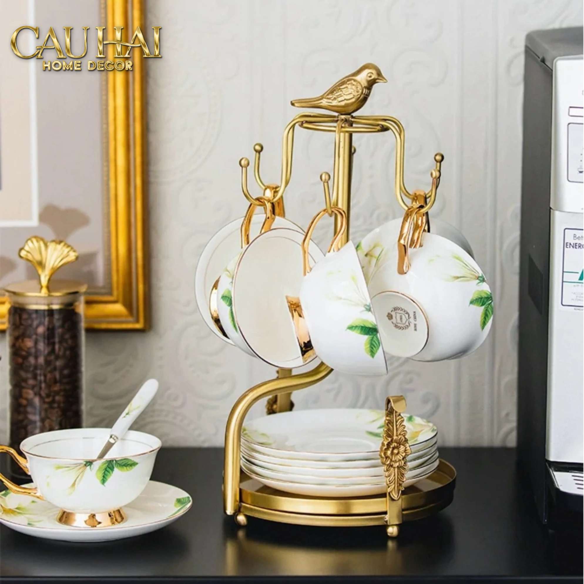 HOME COUTURE - GIÁ TREO TÁCH BRASSON EMPEROR BIRD CUP STAND H36 - CẬU HAI HOME DECOR