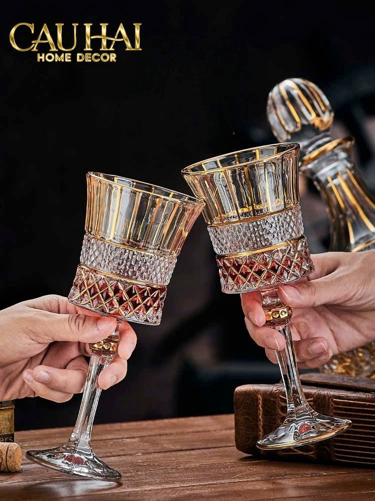 HOME COUTURE - SET 2 LY CRYSTAL D'Or WALTER VINO RUSSO GLASSES - FULL BOX - CẬU HAI HOME DECOR