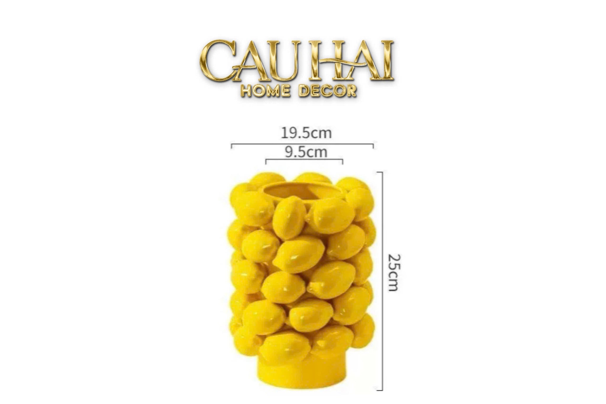 HOME COUTURE - BÌNH HOA CERAMIC CITRON - ÉCLAT JAUNE H25 - CẬU HAI HOME DECOR