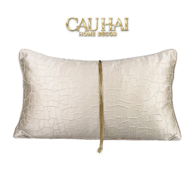 GỐI LỤA SATIN GLACE CRACKED PEARL 30X50 - CẬU HAI HOME DECOR