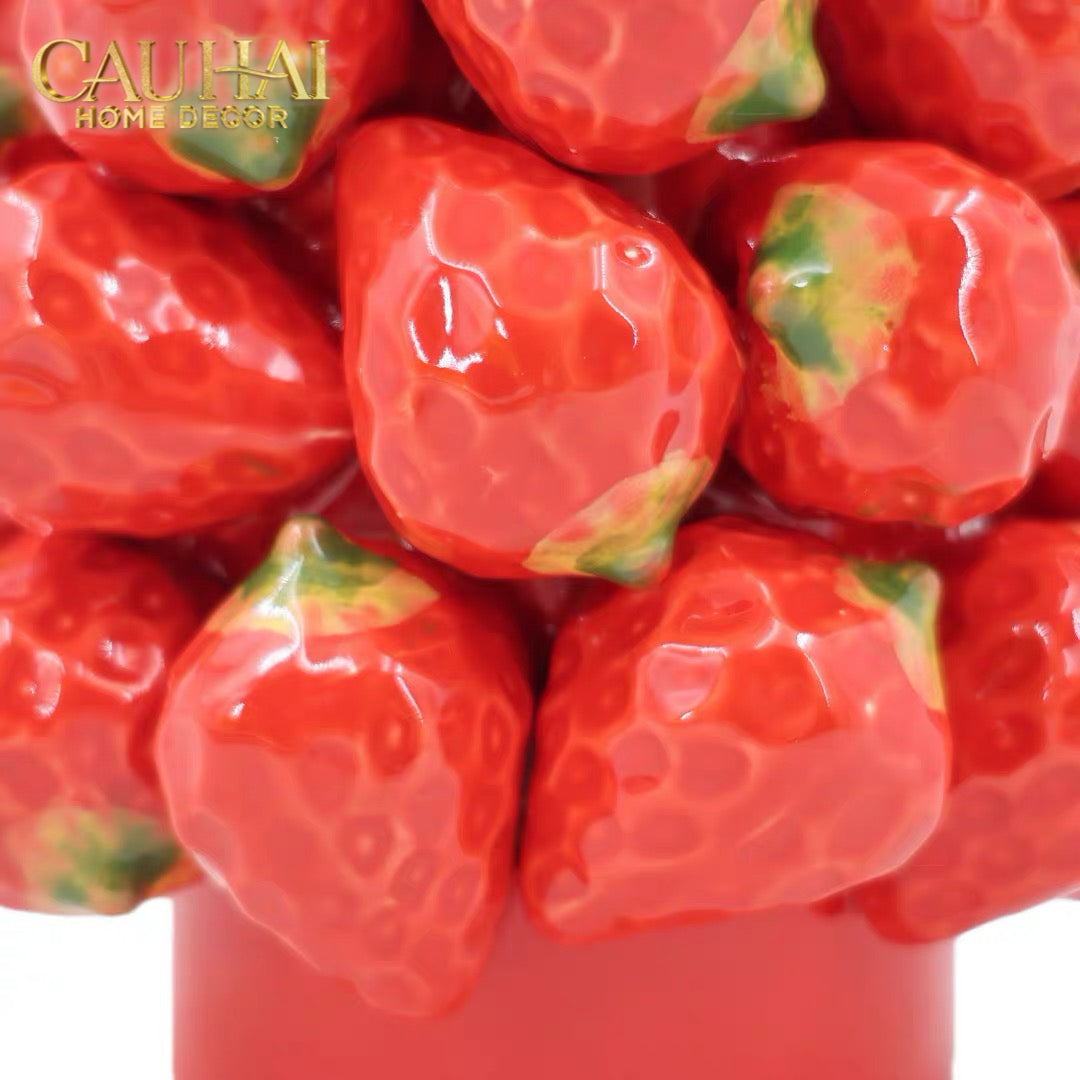 La Sicilia Royale - Bình Hoa Gốm Sứ Strawberry Impériale Rouge 19x26 H25