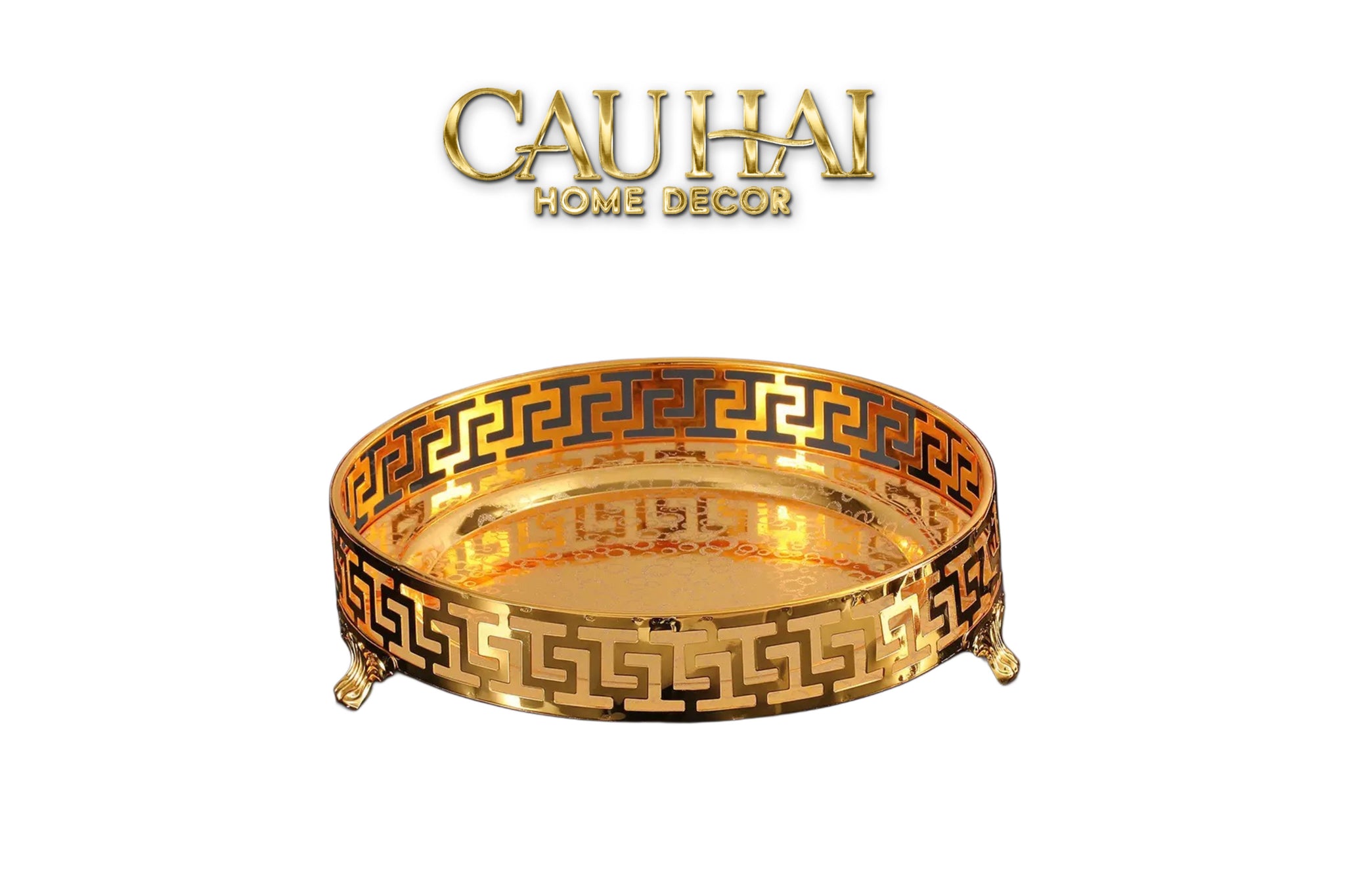 KHAY TRÒN BABYLON PERSIAN GREEK KEY D25 - CẬU HAI HOME DECOR