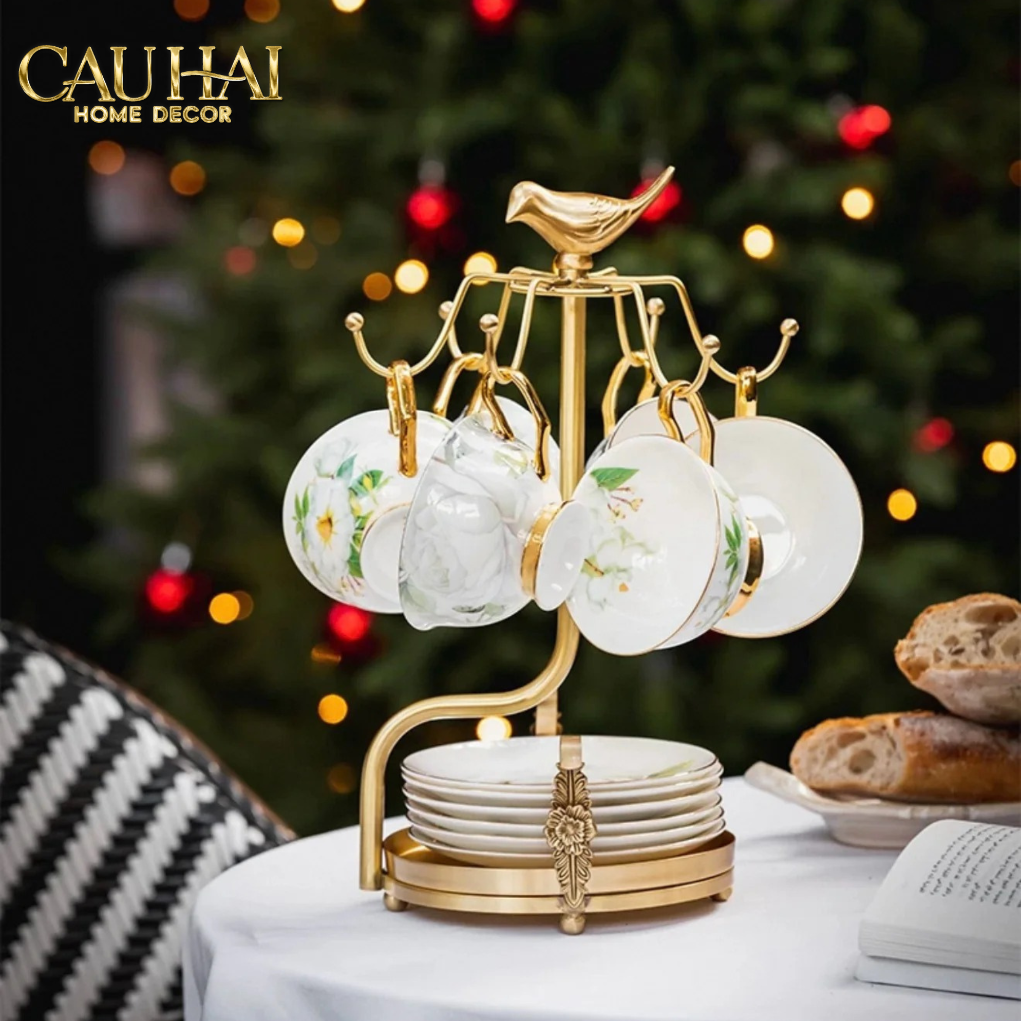 HOME COUTURE - GIÁ TREO TÁCH BRASSON EMPEROR BIRD CUP STAND H36 - CẬU HAI HOME DECOR