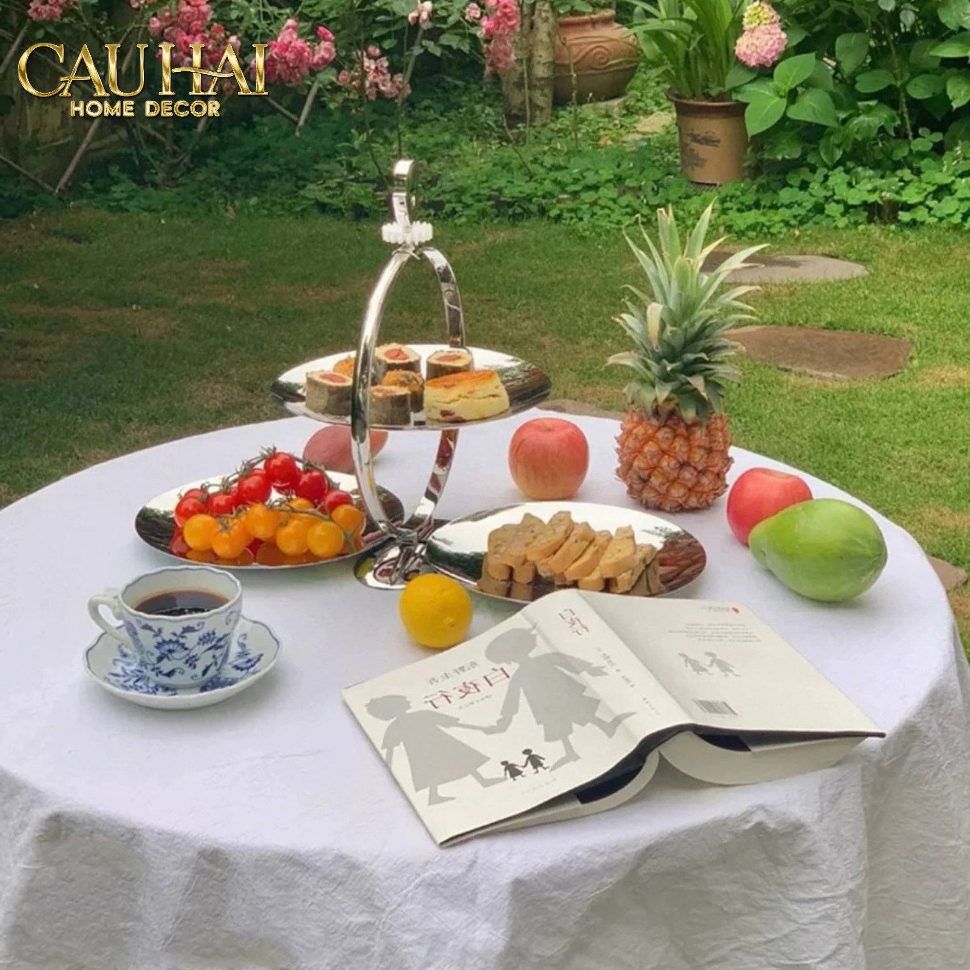 HOME COUTURE - KHAY FRUIT & DESSERT ATELIER HARLEQUIN LMT – CRYSTAL STEEL TRAY - CẬU HAI HOME DECOR