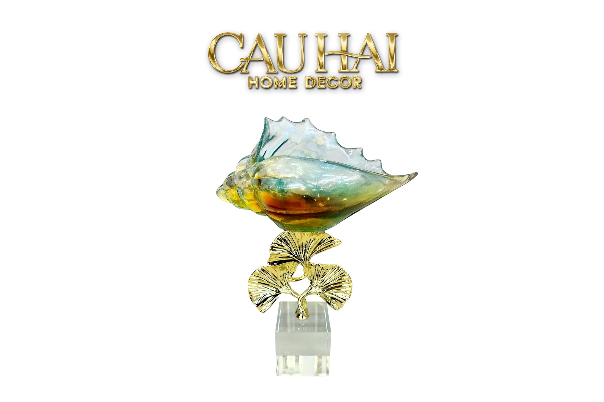 HOME COUTURE - KHAY VỎ ỐC LÁ NGÂN HẠNH GINGKO ACRE DU CIEL MARIN — ORIENTAL LUXE - CẬU HAI HOME DECOR