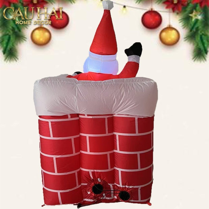 FÊTES COUTURE - ÔNG GIÀ NOEL LEO ỐNG KHÓI - SANTA SALUTATION CHEMINÉE - CẬU HAI HOME DECOR