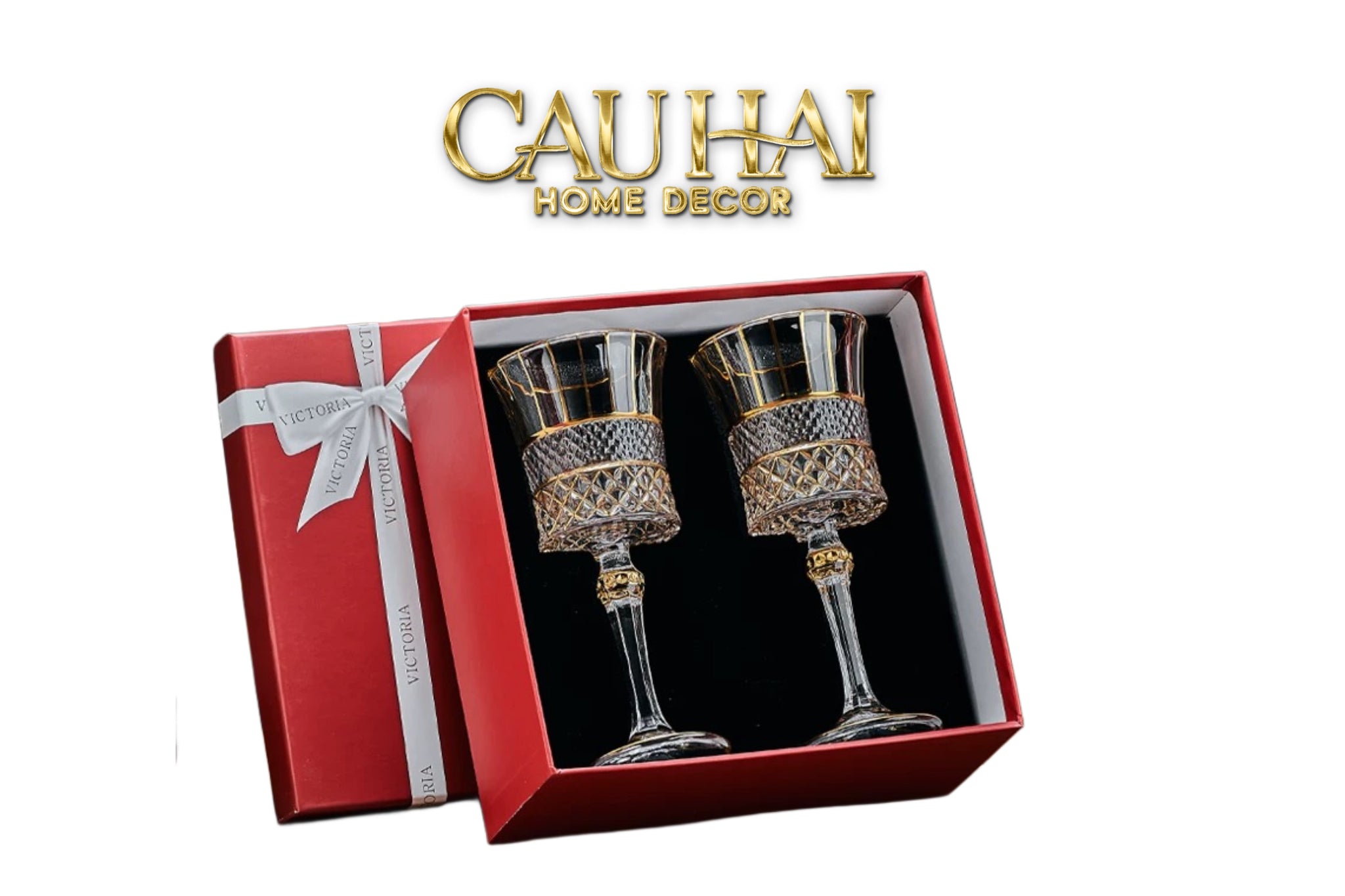 HOME COUTURE - SET 2 LY CRYSTAL D'Or WALTER VINO RUSSO GLASSES - FULL BOX - CẬU HAI HOME DECOR