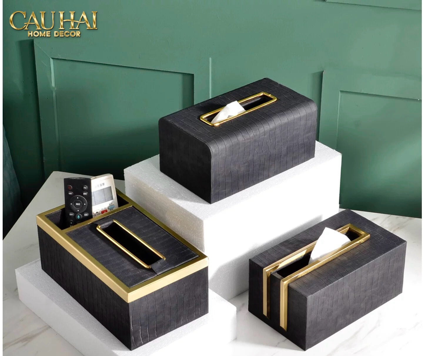 Home Couture - Hộp Khăn Giấy Balvin Prestige Class - Noir / Crème-CẬU HAI HOME DECOR