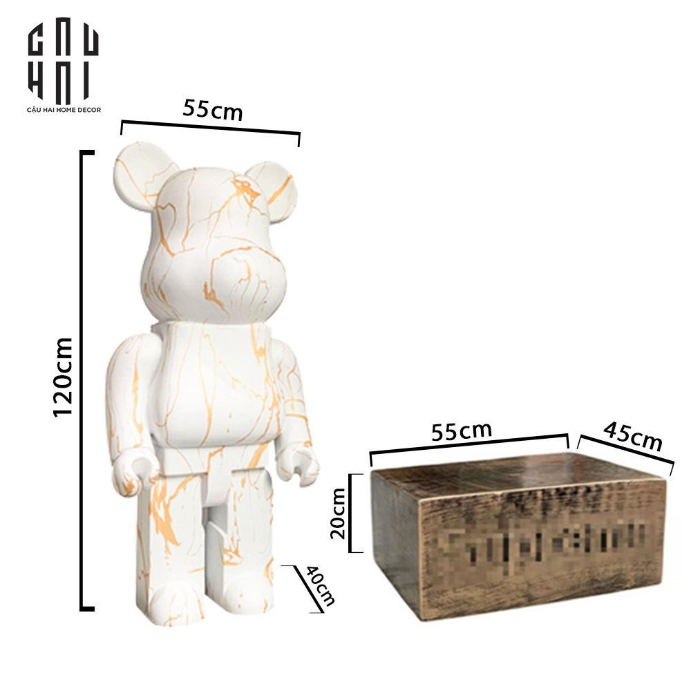 TƯỢNG BEAR BRICK MARBLE 120CM - CẬU HAI HOME DECOR