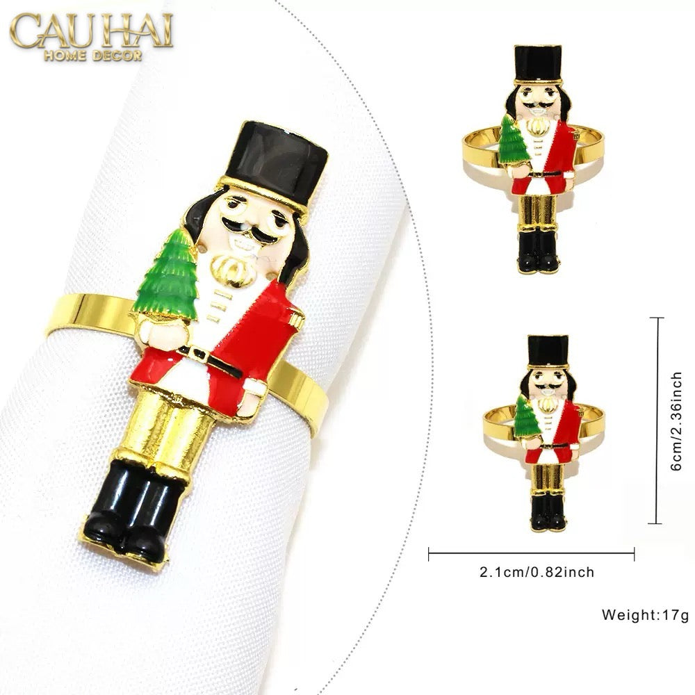 FÊTES COUTURE - VÒNG KHĂN ĂN - NAPKIN RING NUTCRACKER MISTLETOE - CẬU HAI HOME DECOR
