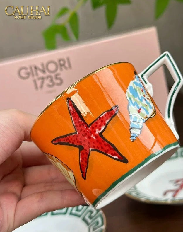 HOME COUTURE - SET BÌNH TRÀ 5 PCS RC. GINORI LABIRITO VERDE FULLBOX - CẬU HAI HOME DECOR