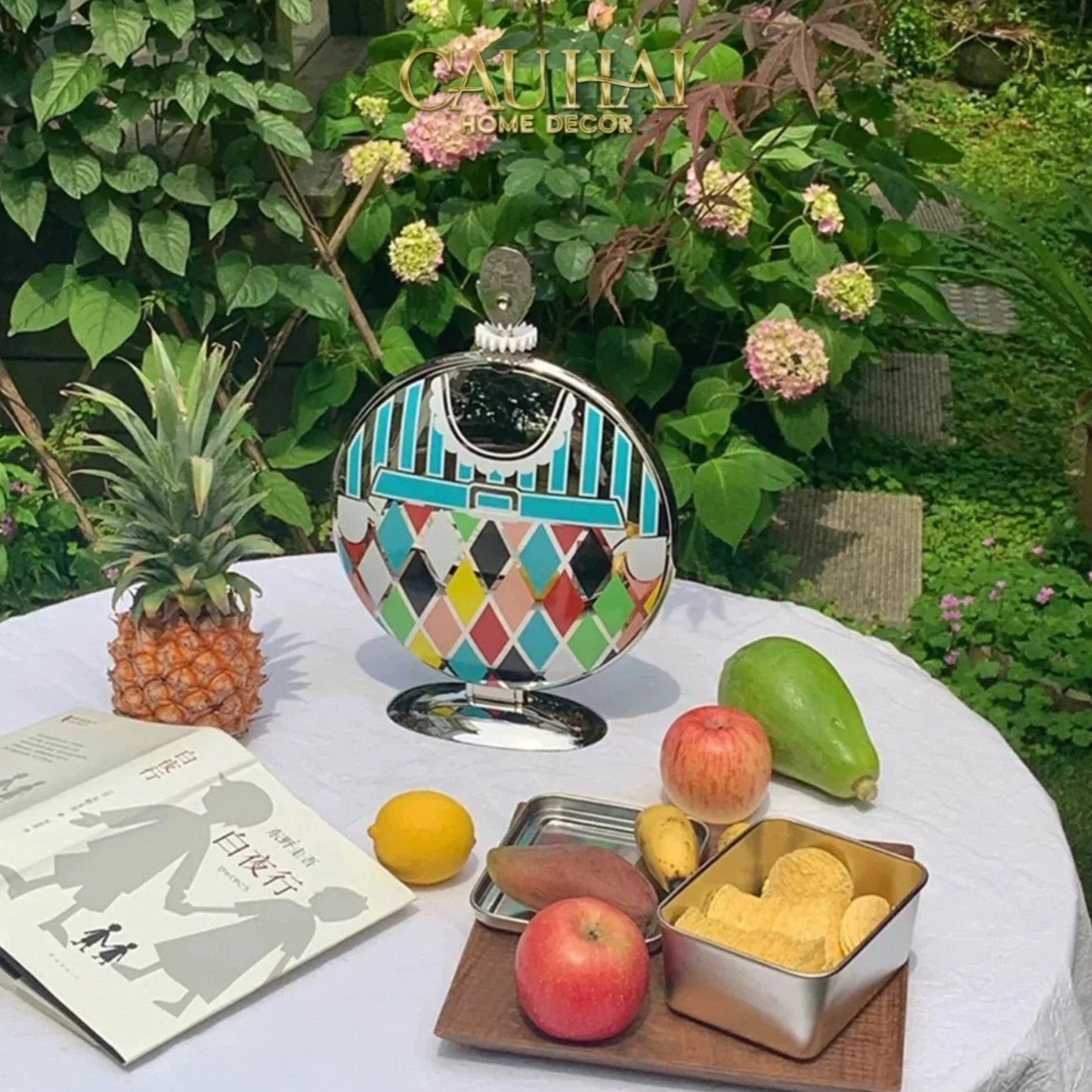 HOME COUTURE - KHAY FRUIT & DESSERT ATELIER HARLEQUIN LMT – CRYSTAL STEEL TRAY - CẬU HAI HOME DECOR