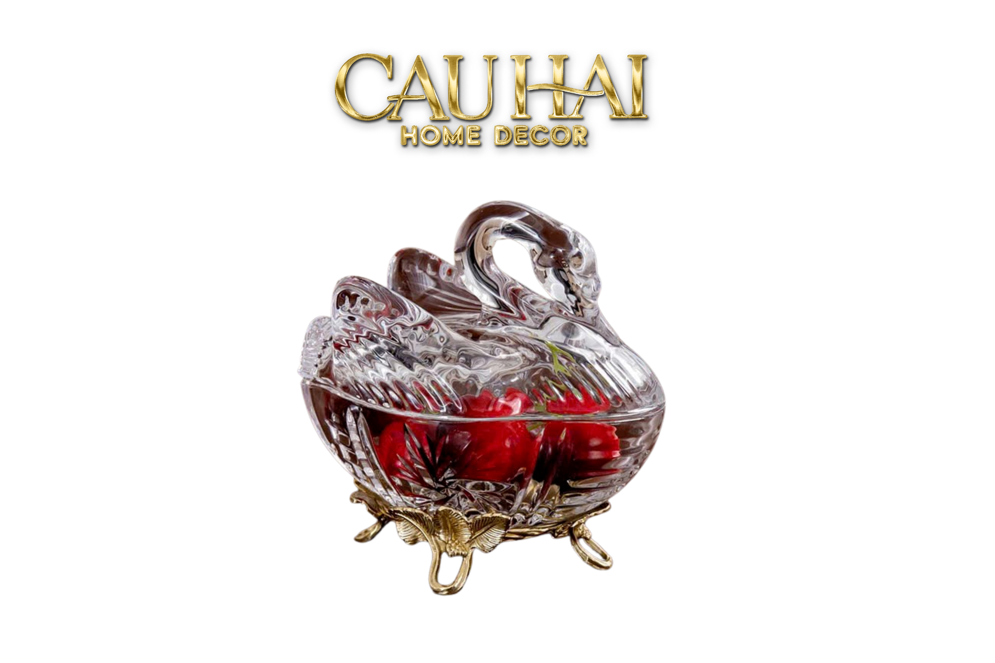 HOME COUTURE - LỌ KẸO THIÊN NGA SWAN DE L’ATHÈNES CRISTAL BONBONNIÈRE - CẬU HAI HOME DECOR