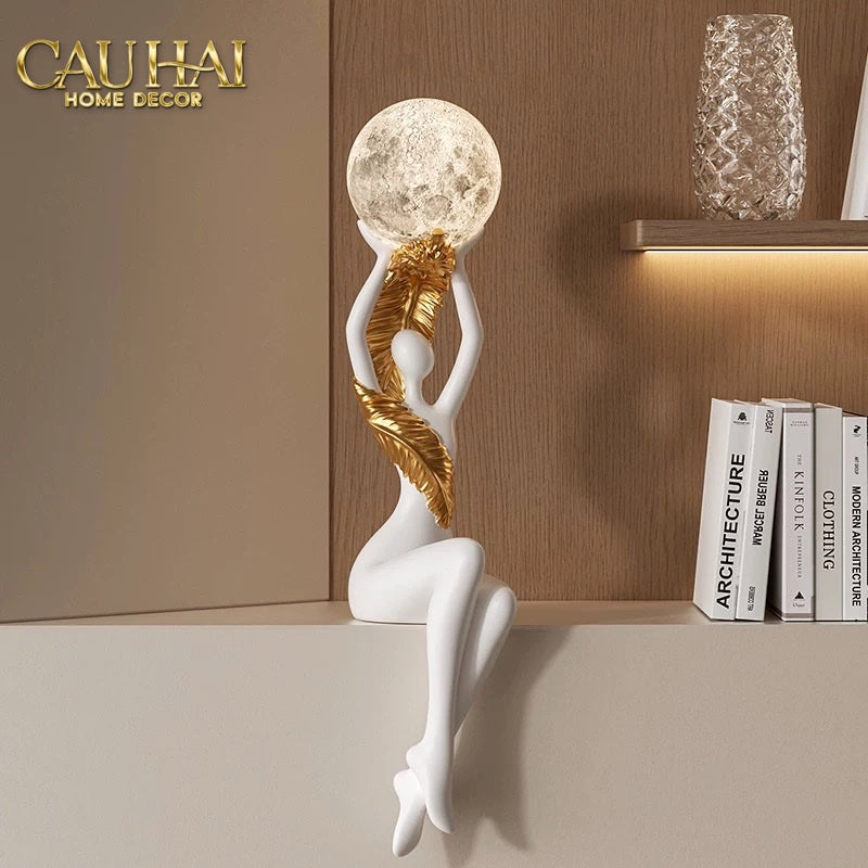 HOME COUTURE - TƯỢNG ĐÈN LUNA SERENE DIVINE FIGURINE 59CM - CẬU HAI HOME DECOR