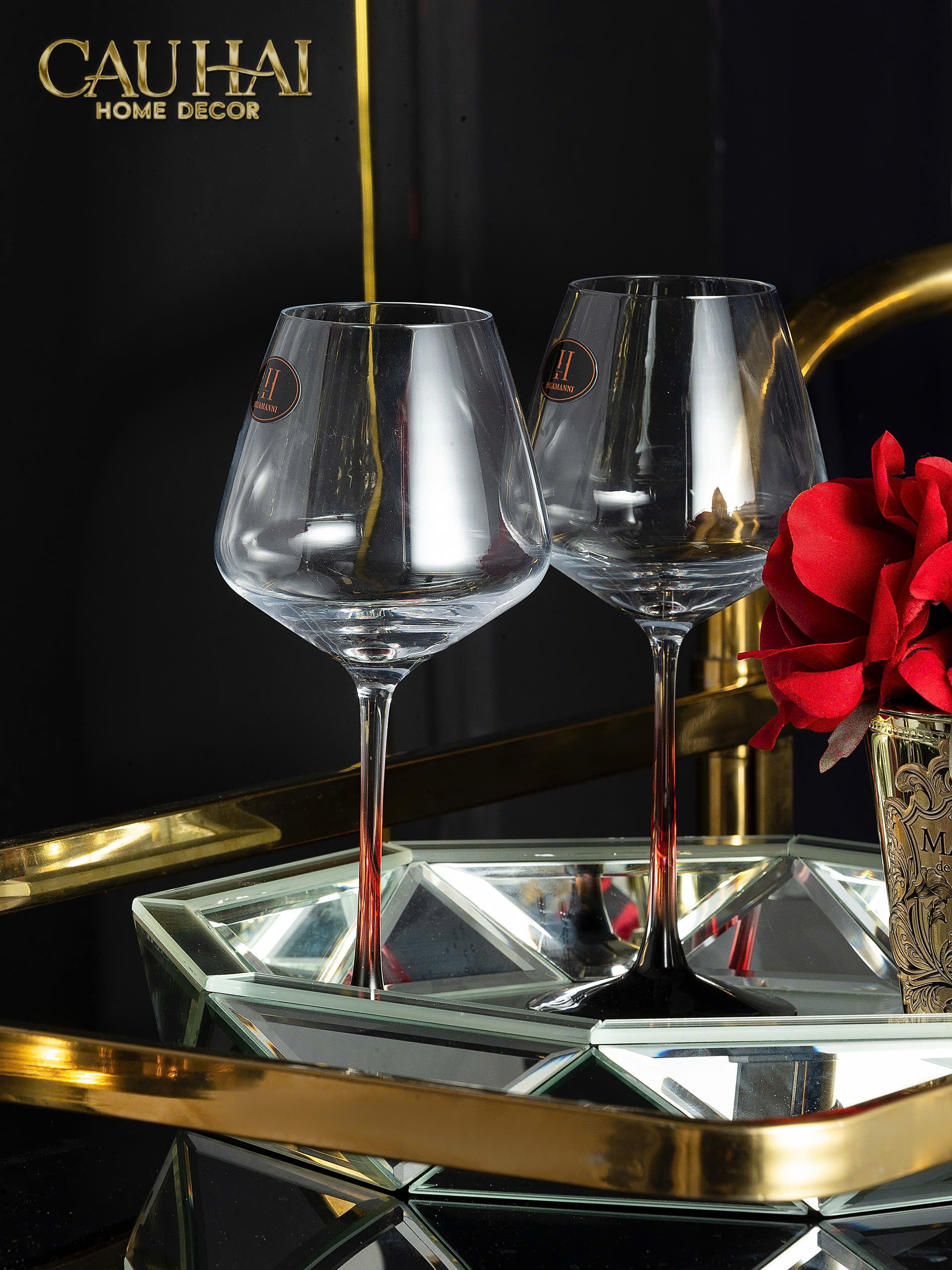 SET 2 LY VANG BURGUNDY - NO BOX - CẬU HAI HOME DECOR