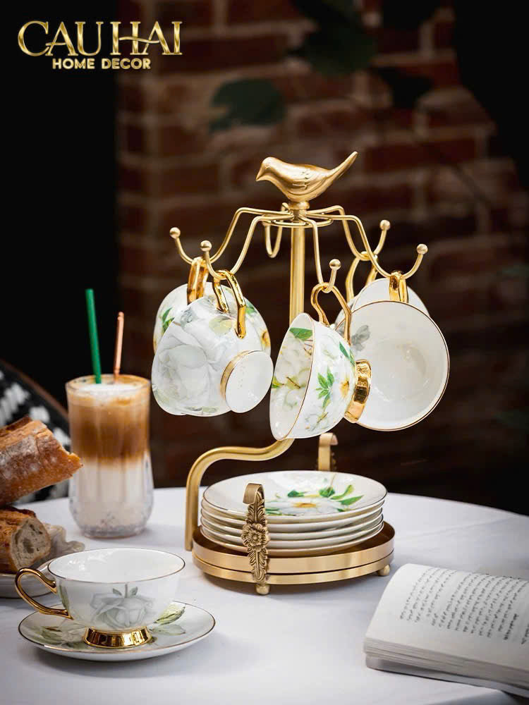 HOME COUTURE - GIÁ TREO TÁCH BRASSON EMPEROR BIRD CUP STAND H36 - CẬU HAI HOME DECOR