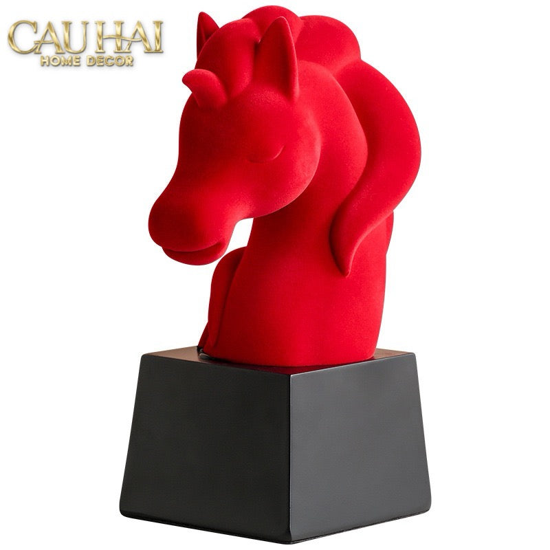 FÊTES VELOUR COUTURE - TƯỢNG NGỰA TÊTE DE CHEVAL ROUGE VELOUR ARMOUR - CẬU HAI HOME DECOR