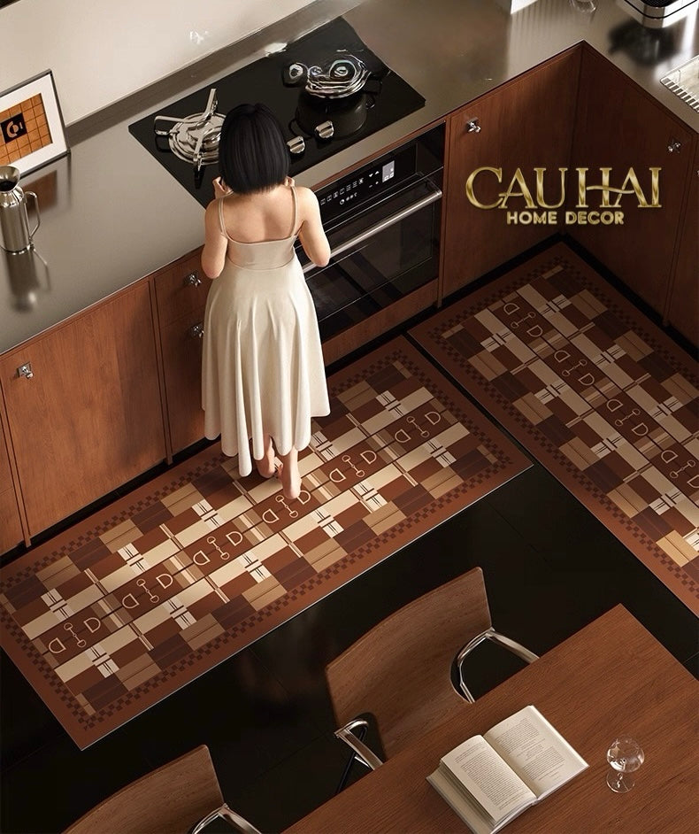 Set Thảm Bếp MicroFiber Gen8  Étoile Brun CHAÎNE D’ANCRE  Iconique 45x75/150