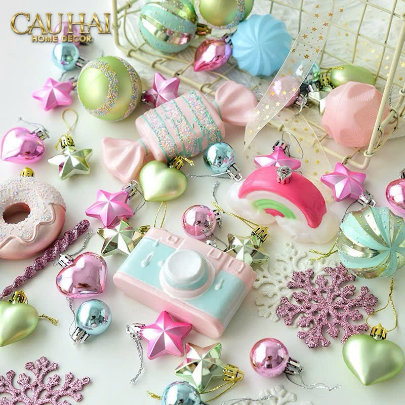 FÊTES COUTURE - SET TRÁI CHÂU COTTON CANDY BRUSH PINK 70PCS CHRISTMAS ORNAMENTS - CẬU HAI HOME DECOR
