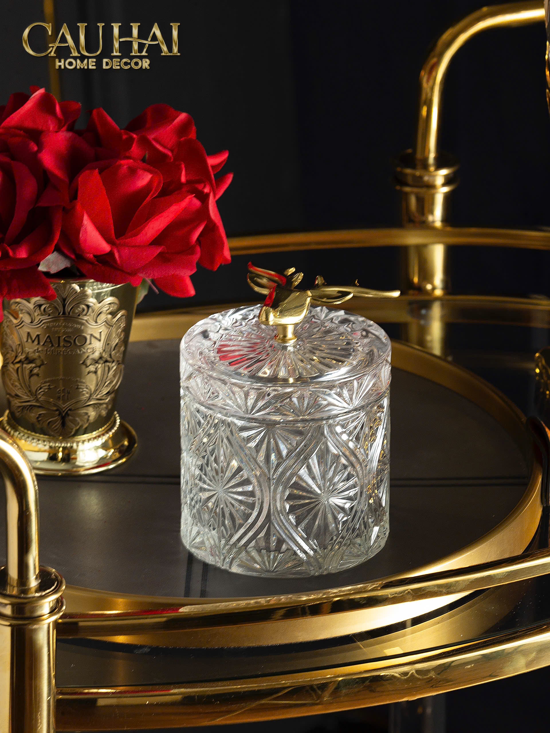 LỌ KẸO CRYSTAL SEASHELL RING JAR - CẬU HAI HOME DECOR